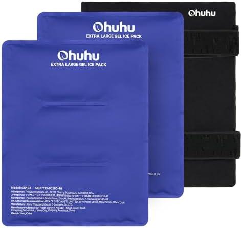 Ice Packs for Injuries 14" X 11": Ohuhu 2 Pack Hot Cold Gel Ice Pack X-Large Reusable Ice Packs with Wrap Flexible Pain Relief for Shoulder Legs Knee Back Hip Aches Injury Muscle Pain-Blue