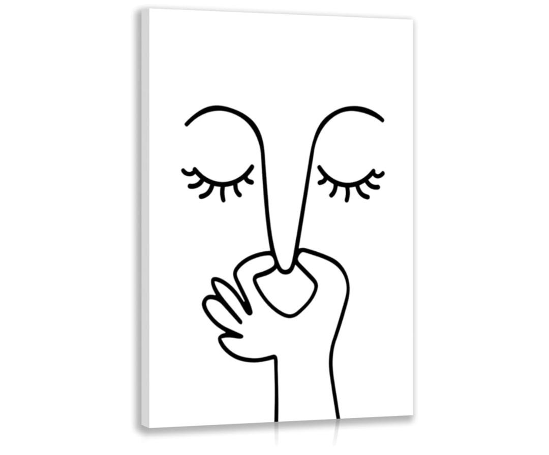 IAFWZX Framed Funny Bathroom Wall Art, Abstract Humor Toilet Wall Decor, Minimalist Face Line Canvas Painting, Modern Black and White Bathroom Poster Print for Restroom Guest Bedroom 16"x24"