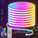 LED neon Lights,50FT RGB Neon Rope Lights,with Remote Control/APP Control,Music Sync,Timer Function,IP67 Waterproof Flexible Neon Strip Lights,for Bedroom Gaming Outdoors Decor