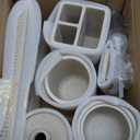 Resin Beige Bathroom Accessories Set 5 Pcs, Lotion Soap Dispenser, Toothbrush Holder, Bathroom Tumbler, Qtip Holder and Vanity Tray, Bathroom Countertop Organizer Set for Modern Home Apartment