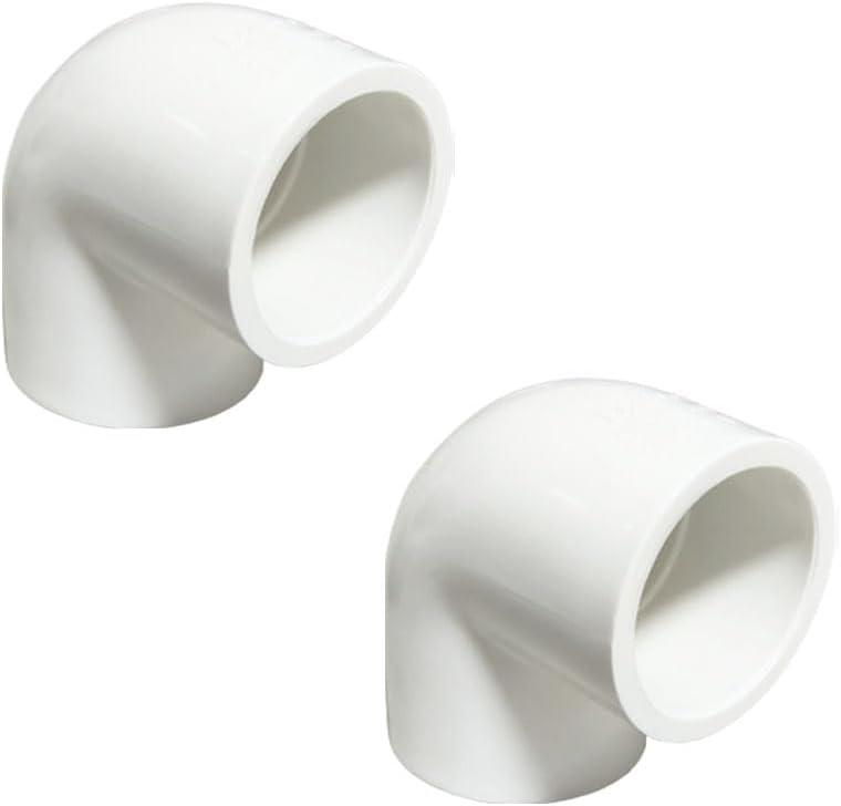 2PCS 1-1/2 Inch White PVC 90 Degree Elbow Adapter Pipe Fittings 2 Way Right Angle Pipe Corner Coupling Connectors for Sprinkler, Drip Irrigation System HE051-1-1/2