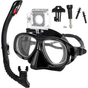 Nearsighted Snorkeling Gear for Adults Youth, Professional Shortsighted Full Dry Top Silicone Snorkel Set, Anti-Fog Diving Mask with Detachable Camera Mount for Scuba Diving, Spearfishing, Freediving (-1.5)