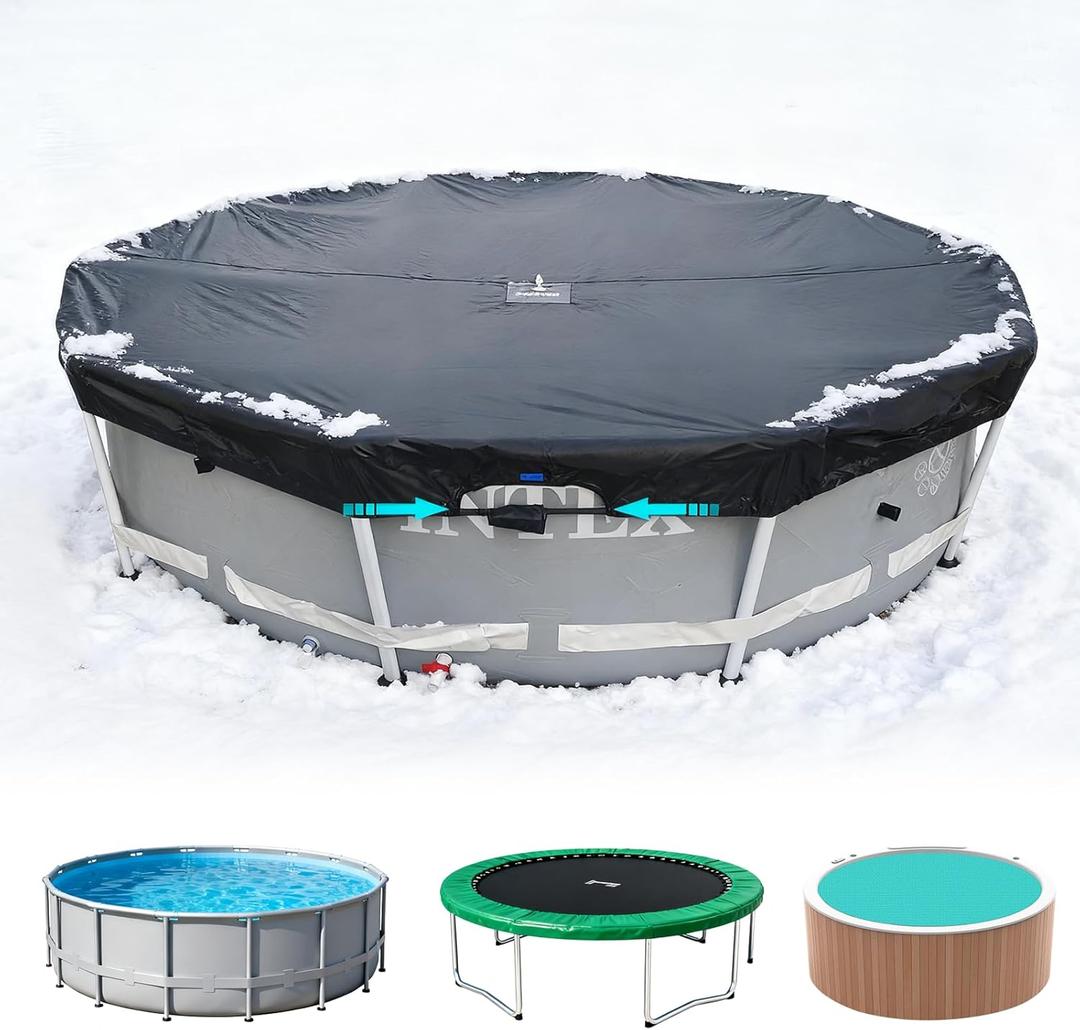 8 Ft Winter Pool Cover, Quick Installation and Removal Protective Cover, One-Piece Above Ground Pool Cover, Waterproof, Preventing Waterlogging, UV and Weather Resistant Swimming Pool Cover