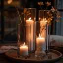 UPBUD 12pcs Glass Cylinder Vases for Centerpieces | 8 Inch Clear Flower Vase for Wedding Decorations, Floating Candle vases for Dinner Table, Bridal Shower, Office Home Dcor