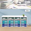 Mailbox for Classroom 24 Slots, Mail Sorter, Paper Organizer Storage, Mail Organizer for Home Library Office Classroom (White, 24 Slots)
