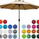Blissun 9' Outdoor Patio Umbrella, Outdoor Table Umbrella, Yard Umbrella, Market Umbrella with 8 Sturdy Ribs, Push Button Tilt and Crank