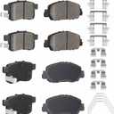 8PCS Rear Semi-Metal and Front Ceramic Brake Pads fit for Honda Accord 2016 2017, for Accord 2013 2014 2015(Except LX and LX-S Models)