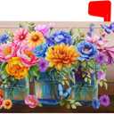 Spring Summer Flowers Mailbox Cover Magnetic Large Size 21"x25" Inch Welcome Spring Floral Mailbox Covers Decals Watercolor Abstract Floral Letter Post Box Cover Outdoor Outside Decorations for House