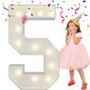 4FT Light Up Numbers Letters, Mosaic Numbers for Balloons, Giant Mosaic Balloon Number 5 for 15th 25th 50th Birthday Decorations, 50th Anniversary Decor, Wedding Party Decoration