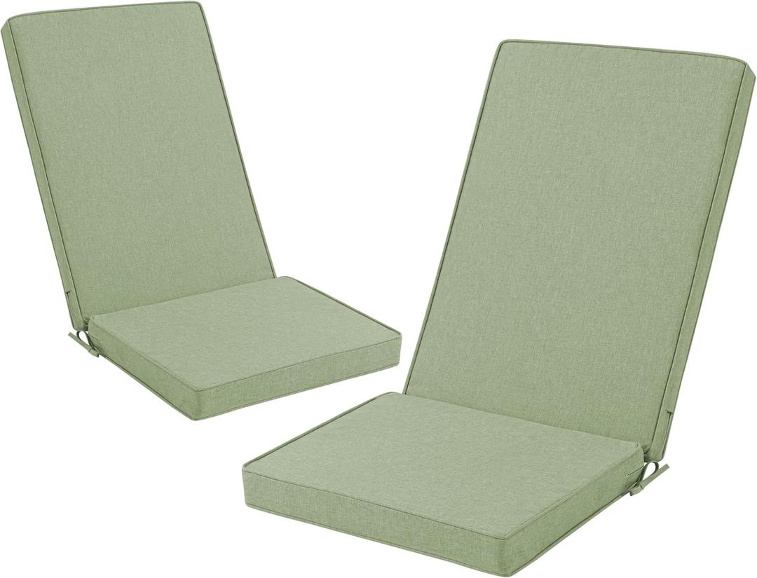 Adirondack Chair Cushions Set of 2 - Removable Covers, Water-Repellent & Fade-Resistant Faux Linen, Securing Straps, Non-Slip Bottom, Fit for Most Outdoor Adirondack & Rocking Chairs - Sage Green, 45''x20''