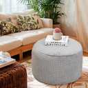 Pouf Ottoman Stuffed 20x20x12 Inches Floor Pouf Plush Fiber Ottoman Foot Rest Under Desk Foot Stool for Living Room Bedroom Gray