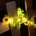 Solar Sunflower String Lights Outdoor Waterproof, 16FT 50LED Artificial Flower Fairy String Lights Sunflower Garland with Lights for Garden Patio Fence Yard, Yellow