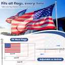 Anovo Flag Pole for Outside House - Stainless Steel 5 FT Flag Poles Kit with1 Inch Metal 360° Rotating Rustproof Flag Pole Rings for Outside House Porch 3x5 Flag Without Holder (5 FT-Sliver)