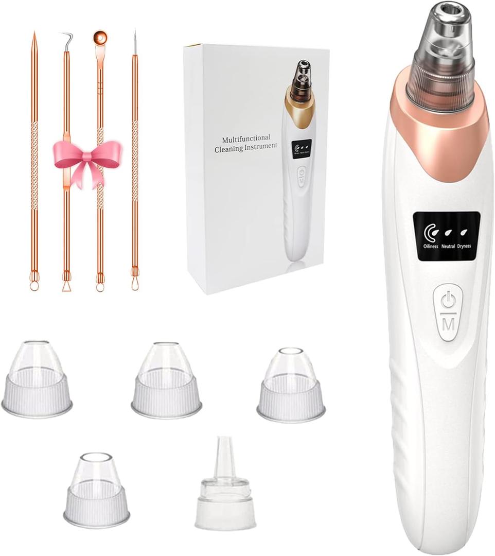 2026 Blackhead Remover Pore Vacuum,Facial Pore Cleaner-5 Suction Power,5 Probes,USB Rechargeable Blackhead Vacuum Kit Electric Acne Extractor Tool for Adult (Gold)