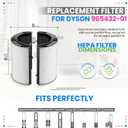 Bagean 360 Combi Glass HEPA Filters Compatible with Dyson Air Purifier Filter TP07 HP07 TP10 HP10 Pure Cool Hot Fan Dyson Filter Replacement - H13 True HEPA and Carbon Purifies 99.98% Particles (1-Pk)