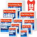 Canvas for Painting, 64 Pack Multi-Size Painting Canvas Board Art Supplies for Adult, Kid&Artist, 4x4 4x6 5x7 6x6 6x8 8x8 8x10 10x10 9x12 11x14 Primed Canvases for Acrylic, Oil, Watercolor