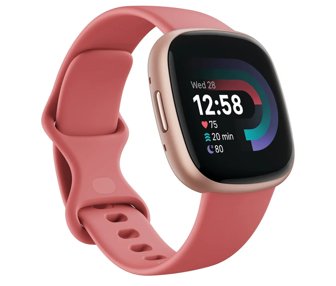Fitbit Versa 4 Fitness Smartwatch with Daily Readiness, GPS, 24/7 Heart Rate, 40+ Exercise Modes, Sleep Tracking and more, Pink Sand/Copper Rose, One Size (S & L Bands Included)