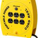 DEWENWILS 6 Outlets Extension Cord Reel, 30FT SJTW 16/3C Power Cord, Hand Wind Retractable, Overload Protection, 13 Amp Circuit Breaker, Yellow, Black, UL Listed