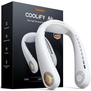 TORRAS COOLiFY Air 2025 Upgraded Neck Fan Air Conditioner, Dual-Airflow Pro Cooling, Ultra Light Portable Fan Rechargeable, Personal Cooling Fan Travel Essentials, Ivory