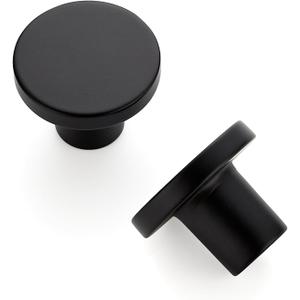 Ravinte 10 Pack Cabinet Knobs Black Kitchen Cabinet Knobs Round Dresser Drawer Knobs Matte Black Drawer Pulls Closet Door Knobs 1-1/5 Inch, OCNYN8HS10
