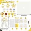 Yexiya 48 Pcs DIY Graduation Grad Cap Decoration Kit Self Adhesive 4 Cream Construction Paper Artificial Parper Flower 3D Butterfly Letter Stickers Satin Bow Pearl for DIY Grad Cap Topper(White)