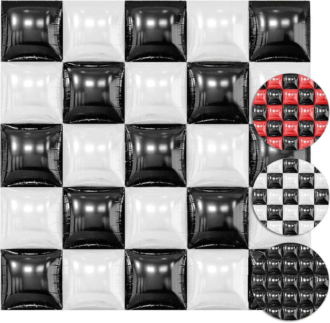 30PCS Double Sided Square Foil Balloons Wall,19 Inches Chrome Foil Balloons Tunnel Arch Garland Kit for Birthday,Anniversary,Wedding,Graduation Party Background Graduation Party Decoration (Black Red and Black White)