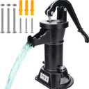 Durable Cast Iron Pitcher Pump Antique Manual Hand Shake Suction Well Pump Water Transfer Pump 25ft Maximum Lift Easy Installation for Outdoor Garden Pond Backyards SWP 300 Black