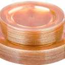 Homy Feel 60PCS Rose Gold Glitter Plastic Plates -Include 30 Dinner & 30 Dessert Plate for New Year Christmas Birthday Wedding Party