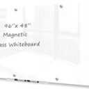 J&J worldwide Magnetic Glass Whiteboard 96x48 Inch Ultra White, Frameless Tempered Glass Dry Erase Board Wall Mounted Includes Markers, Eraser, Magnets, Mounting Kit for Office Home& School