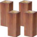Retro Red Cuboid Pine Wooden Square Holes Risers, Heavy Duty Wood Riser Enhancer Fit Inner Hole 1.97" Increase Height 5.91" for Dining Bench Legs, Chest of Drawers and Plant Pots 4Pcs