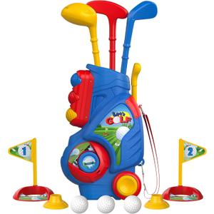Liberry Toddler Golf Set, Upgraded Kids Golf Cart with Unique Shoulder Strap Design, Indoor and Outdoor Golf Toys for Boys and Girls Aged 1-5 Years Old (Blue)