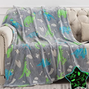 Forest Dinosaur Glow in The Dark Throw Blanket Luminous Blanket Fun, Cozy Throw Blanket Dinosaur Decor Birthday Gifts for Teen Boy Girls 60x50inch