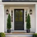 Artificial Cedar Topiary Trees 5ft Set of 2 Cypress Tree with Ground Spike