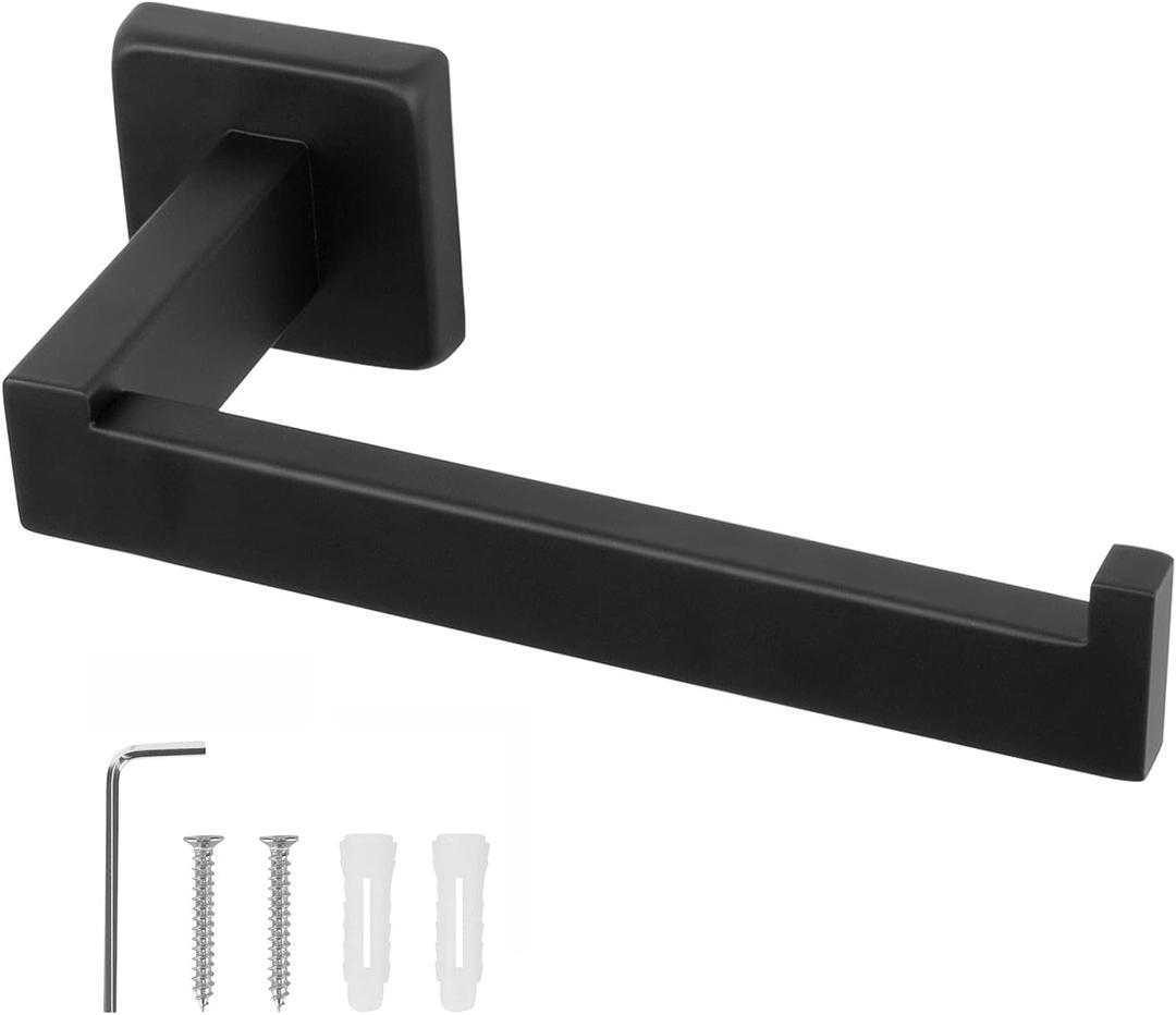 NearMoon Bath Square Toilet Paper Holder, Premium SUS304 Stainless Steel Rustproof Wall Mounted Toilet Roll Holder for Bathroom, Kitchen, Washroom (Matte Black)