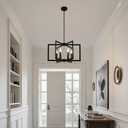 6-Light Black Chandelier Dining Room Light Fixture Geometric Metal Modern Industrial Pendant Lights Kitchen Island, Farmhouse Chandelier Lighting for Entryway Stairway Foyer Hallway