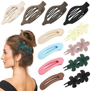 12 Pcs Multicolor Flat Hair Clips, YINGFENG Flat Claw Clip for Women, Matte Non-Slip Flower Claw Clips for Thin Thick Hair, Suitable for Women and Girls Wedding Party Accessories (Colorful)