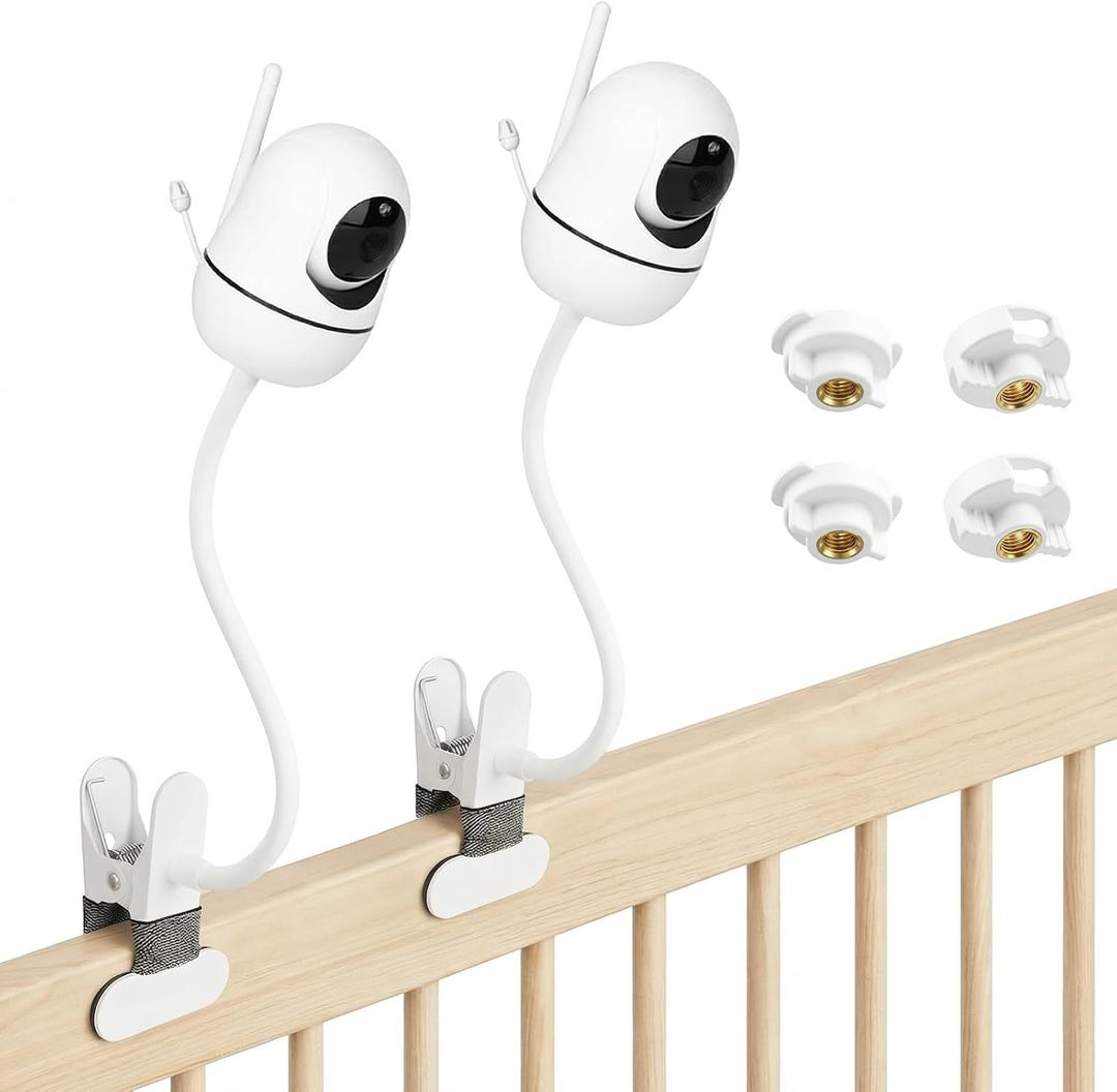 2Pcs 15.7in Baby 360Flexible Monitor Mount Compatible for HelloBaby HB6560/ HB6550/ HB65/ HB40/ HB6339/ HB66/ HB6550 Pro, with 1/4 Screw Base, Without Tools or Wall Damage