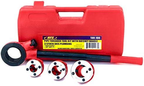 HFS(R Ratchet Pipe Threader Kit - Ratcheting Pipe Threading Tool Set with 3 Dies1/2", 3/4", and 1" - Amazon.com