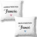 Couple Fiance Fiancee Valentines Decorative Throw Pillow Covers Set of 2, His and Hers Engagement Gifts for Wedding Bride Anniversary, Rustic Heart Pillow Decor for Couch Bedroom 18x18in