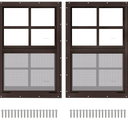 2 Pack 16" x 16" Brown Shed Window with Tempered Glass Household Windows with Screws for Shed, Chicken Coop, Playhouse, Garage and Barns(No Screen)