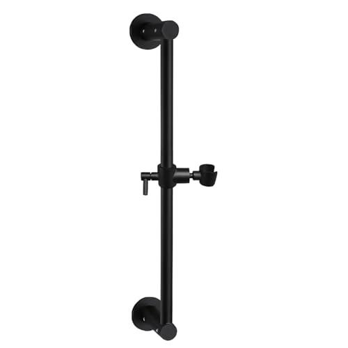 Shower Slide Bar Adjustable Handheld Shower Head Holder Wall Mount - 15inch All-Metal Shower Head Slide Bar Compatible with Bathroom Drill Free Glue Installation - Black