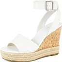 Yavero Women's Espadrille Wedge Sandals Ankle Strap Dressy Sandals | Open Toe,Cork,Platform Sandals,Summer Sandals Ideal for Vacations,Parties and Summer Outings (White), 9