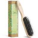 Natural Boar Bristle Hair Brush for Women, Men, Kids; Dry and Wet Detangling Hair Brush Gently Enhances Shine, Smooths Frizz and Prevents Breakage in Fine and Straight, Thick and Curly Hair (Long)