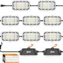 100ft LED Construction String Lights, 150W 15000LM Waterproof IP67 Led String Work Lights, Construction Temporary Light (100ft-10 Light).