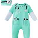 Infant Baby Boys Doctor Cowboy Car Driver Costume Romper Halloween Cosplay Bodysuit(Doctor, 18-24 M)