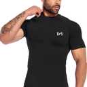 Mens Compression Shirts Quick Dry, Top Baselayer Short Sleeve Athletic Undershirt, Workout Gym Slimming Undershirt (L)