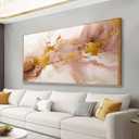 Abstract Wall Art Gold and Pink Modern Artwork Wall Decor Art Framed Canvas Abstract Painting Suitable for Bedroom Office Living Room Kitchen Canvas Print Aesthetic 24x48 Can Be Hung (24L" x 48W")