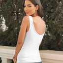 Womens Lace Patchwork Sexy Deep V Neck Knitted Vests Summer Camis Tank Tops (White, M)