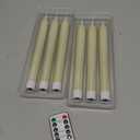 GenSwin Flameless Ivory Taper Candles Flickering with 10-Key Remote, Battery Operated Led Warm 3D Wick Light Window Candles Real Wax Pack of 6, Christmas Home Wedding Decor(0.78 X 9.64 Inch)