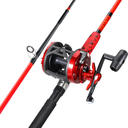 Sougayilang Conventional Reel and Fiberglass Fishing Rod Combo, Medium Heavy for Catfish Angling